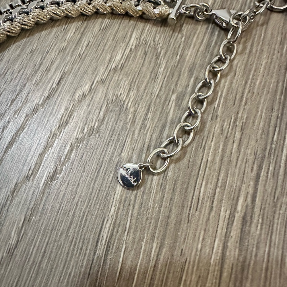 NIB Stella and Dot Cassady Collar Necklace Silver Gold Mixed Media - Picture 4 of 7